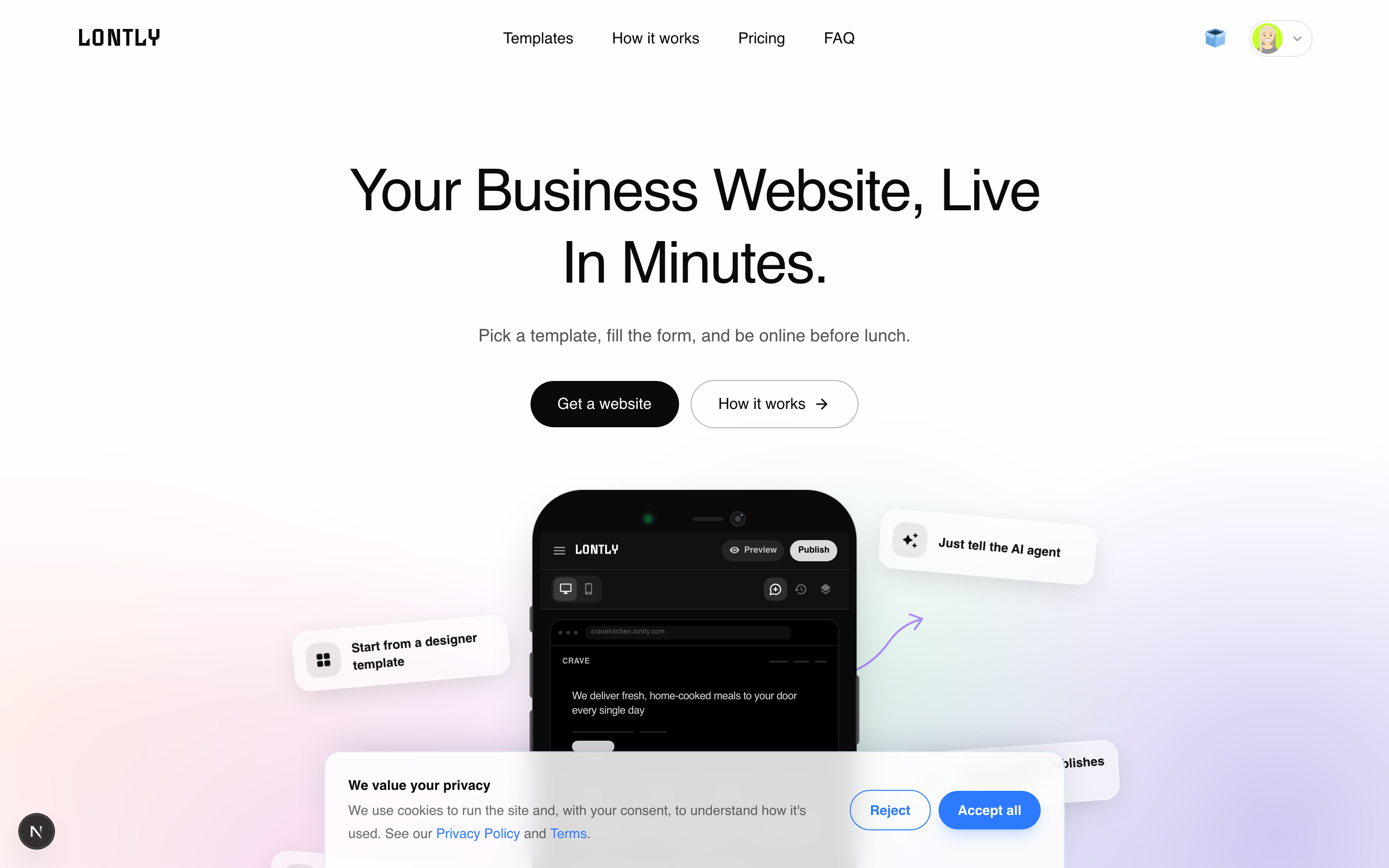 The Lontly sign-in screen asking for an email address